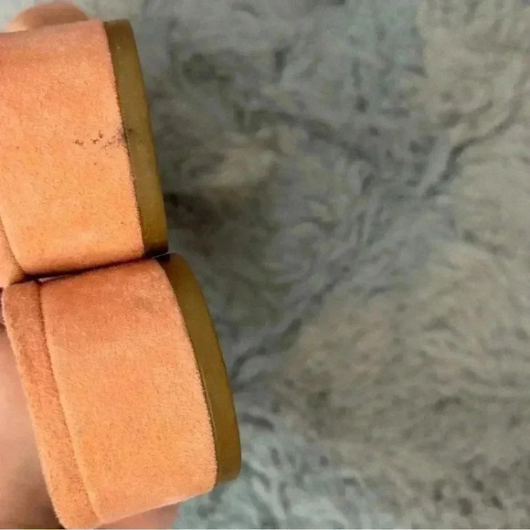 Loeffler Randall Size 7 Elsie Knotted Slide Sandal Blush Pink Suede Block Heel - Picture 11 of 13